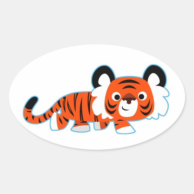 Tigre de dessin mignon sur le Sticker de la sonde (Devant)