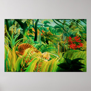 Tigre de Henri Rousseau dans une affiche tropicale