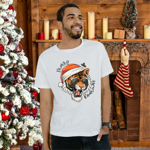 Tigre de Noël   Merry Roarmas T-shirt de vacances