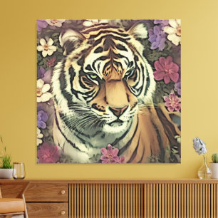 Tigre décoratif - toile à fleurs Impression