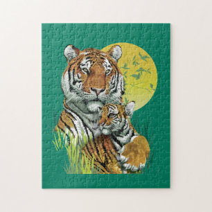 Tigre du Bengale avec bébé puzzle