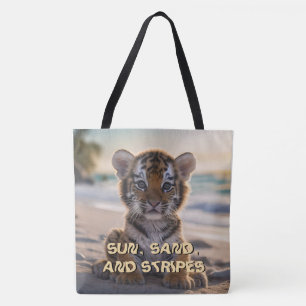 Tigre en herbe "SOLEIL, SABLE ET RAYURES" Sac de p