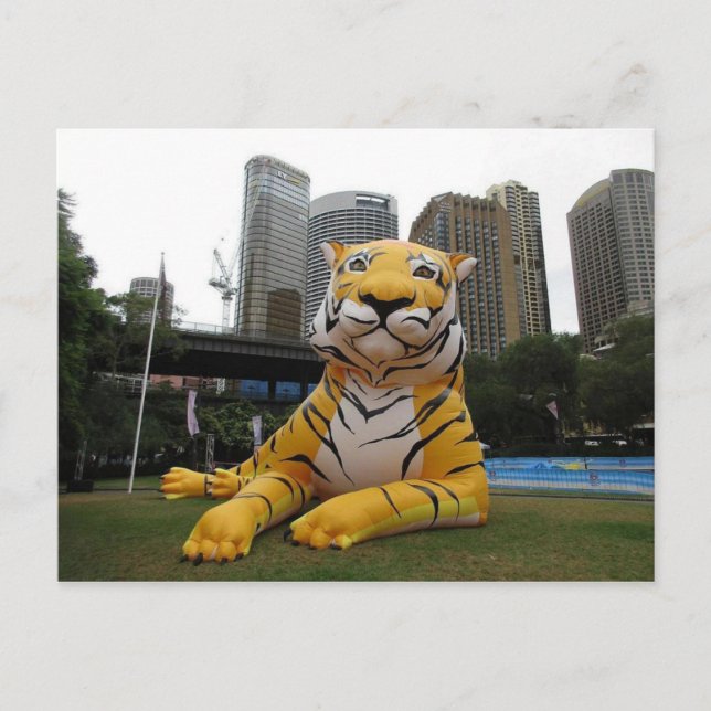 Tigre gonflable pour la carte postale du Nouvel An (Devant)