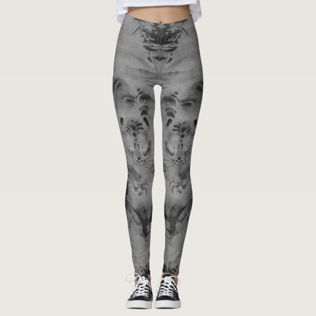 Tigre gris et bambou Leggings du XVIIIe siècle (Devant)