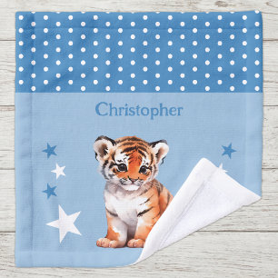 Tigre mignon ajouter nom pois étoiles bleu