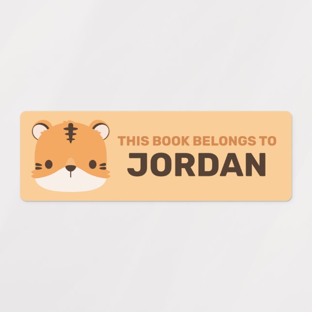 Tigre mignon avec Étiquettes de nom personnalisé (Design 1)