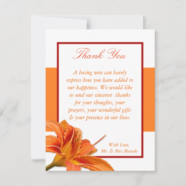 tigre orange Lilly w/Strip du carte de (Devant)