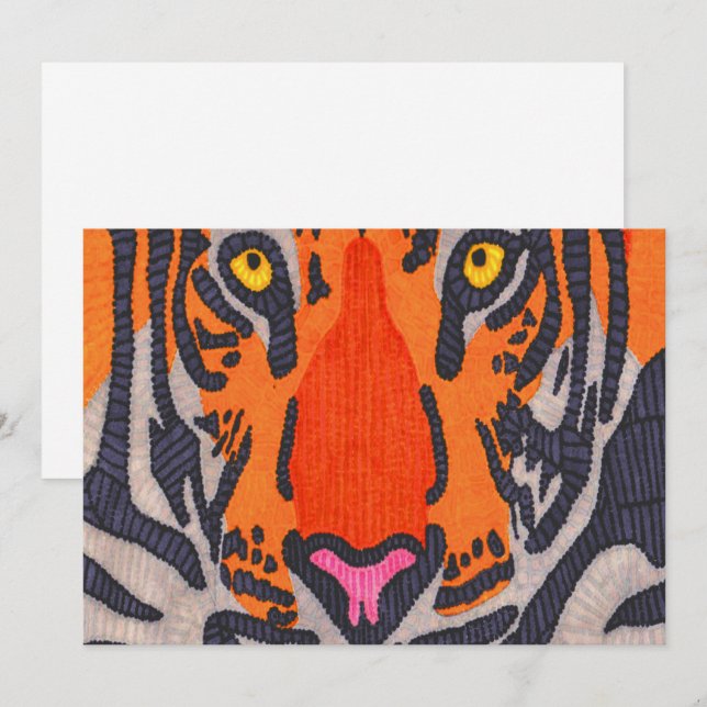 Tigre (simple) - Carte de vœux (Devant / Derrière)
