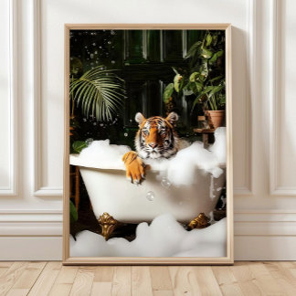 Tigre Tropical dans la Baignoire Impression - Mur 