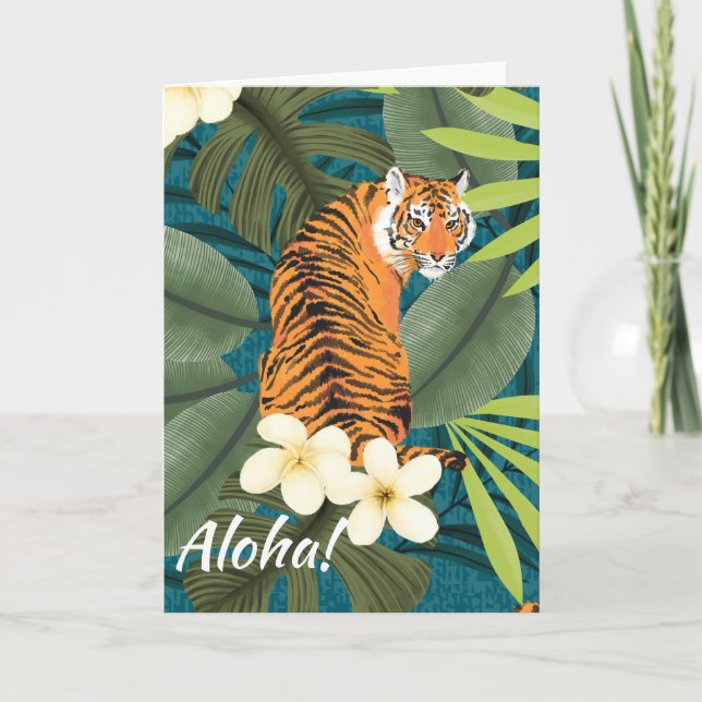 Tigre tropical Hawaiian Palm Jungle Invitation Tur (Devant)
