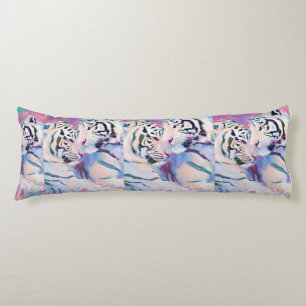 Tigres Blancs Abstraits – Coussin Corporel Élégant