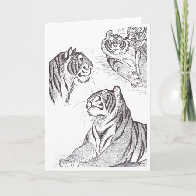 Tigres en noir carte de voeux (Devant)