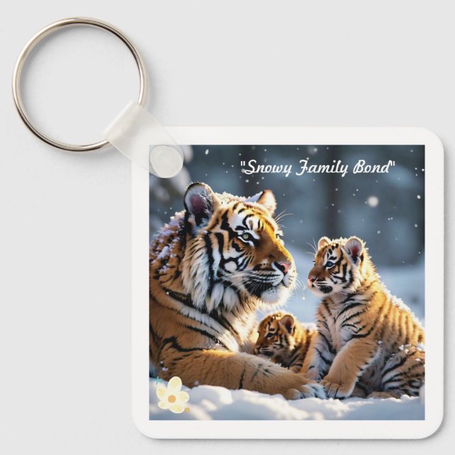 "Tigress and Cubs in Harmony" Keychain (Front)