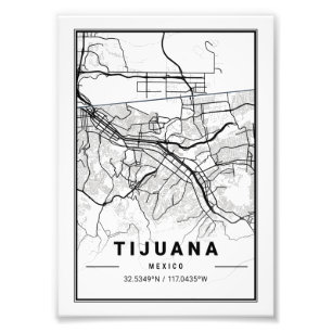 Tijuana - Mexico Ligth City Map Photo Print