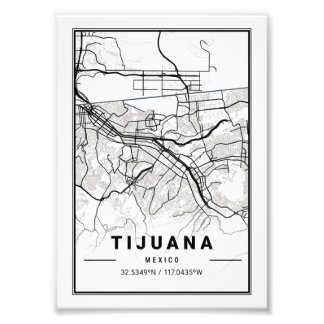 Tijuana - Mexico Ligth City Map Photo Print