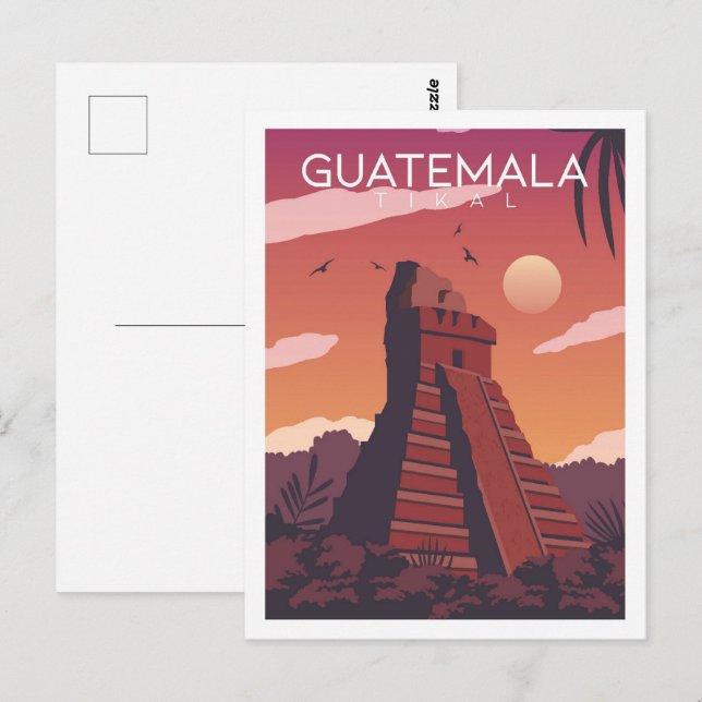 Tikal Guatemala Famous Travel Place Illustration Postcard (Front/Back)
