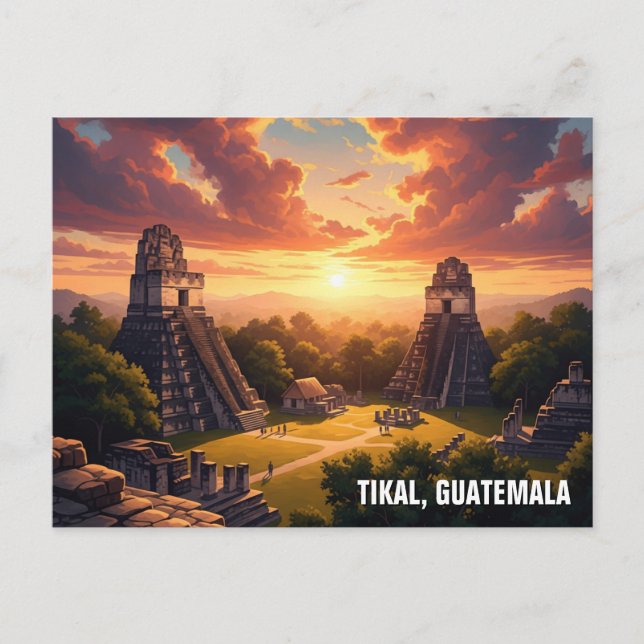 Tikal Guatemala Sunset Postcard (Front)