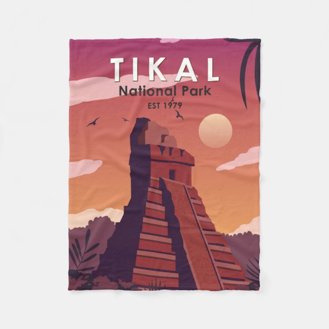 Tikal National Park Guatemala Vintage Fleece Blanket (Front)