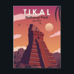 Tikal National Park Guatemala Vintage Postcard<br><div class="desc">Tikal vector artwork design. Tikal is an ancient Mayan citadel in the rainforests of northern Guatemala.</div>