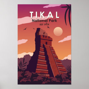 Tikal National Park Guatemala Vintage  Poster
