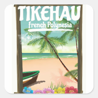 Tikehau French Polynesia travel poster. Square Sticker