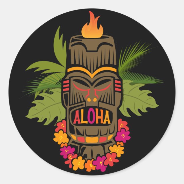 Tiki Aloha Classic Round Sticker (Front)