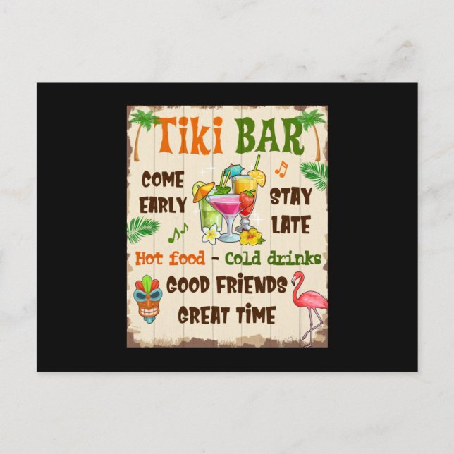 Tiki Bar Announcement Postcard (Front)