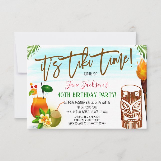 Tiki Bar Birthday Party Invitation (Front)