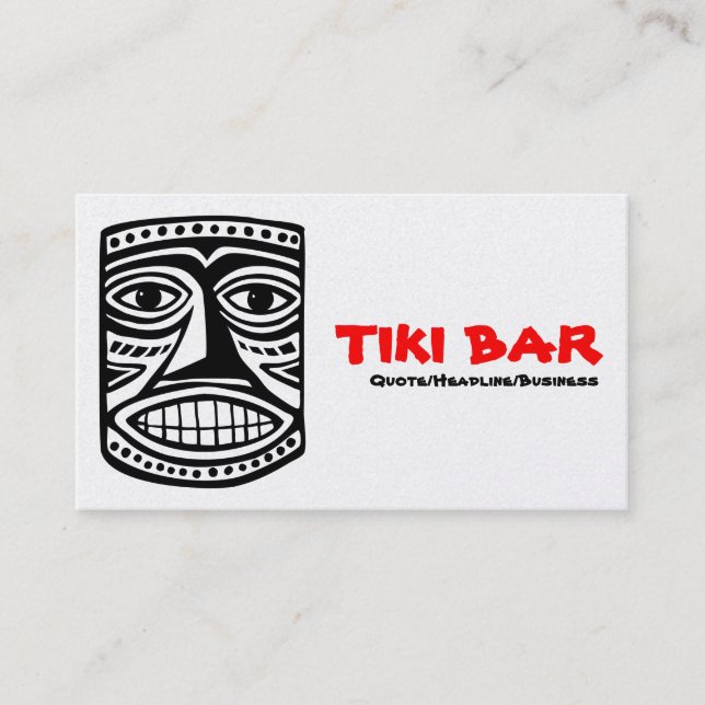 Tiki Bar - Black, Red & White (Gold) Business Card (Front)