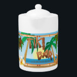 Tiki Bar Party Design<br><div class="desc">🥇AN ORIGINAL COPYRIGHT ART DESIGN by Donna Siegrist ONLY AVAILABLE ON ZAZZLE! Teapot. Featuring a beautiful Tiki Bar Party Design. A charming accent to add to your home or give for a housewarming gift. 📌If you need further customization, please click the "Click to Customize further" or "Customize or Edit Design"...</div>