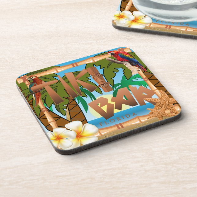 Tiki Bar Party Design Coaster (Left Side)