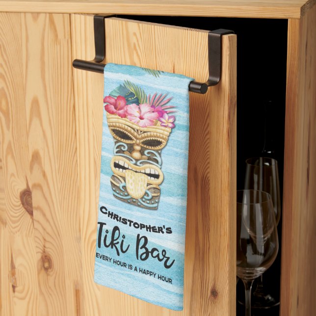  Tiki Bar Party Monogrammed Kitchen Towel (Thirds Fold)