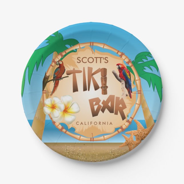 Tiki Bar - Personalized Paper Plate (Front)