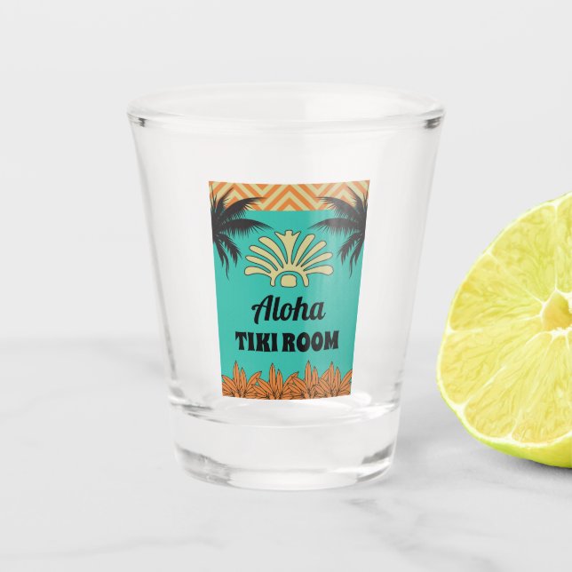 Tiki Bar Retro Colours with Name Shot Glass (Front)