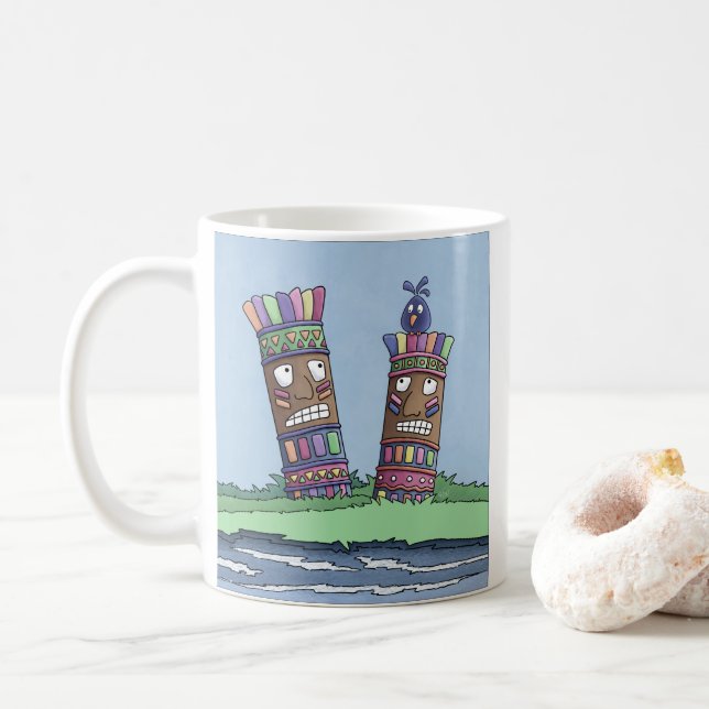 Tiki Bird Plum Coffee Mug (With Donut)