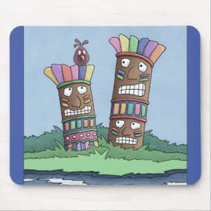 Tiki Bird Rosebud Mouse Pad