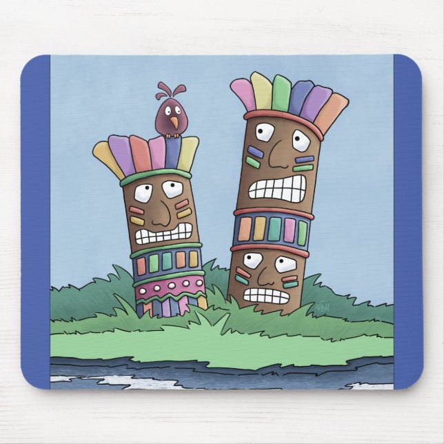 Tiki Bird Rosebud Mouse Pad (Front)