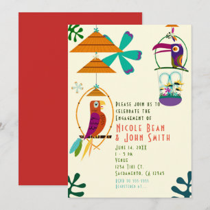 Tiki Birds Retro Vintage Luau Invitations