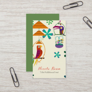 Tiki Birds Vintage Retro Art Personalized Custom Business Card