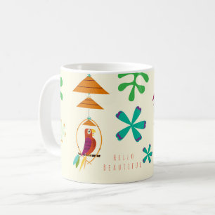 Tiki Birds Vintage Retro Art Personalized Custom Coffee Mug