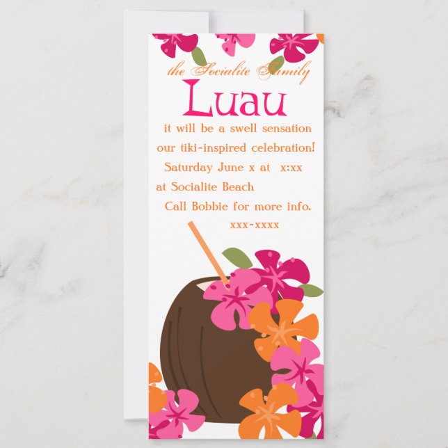 Tiki Blossoms Invitation (Front)