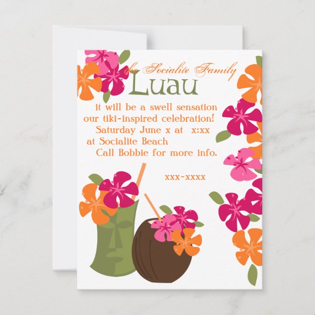 Tiki Blossoms Invitation (Front)