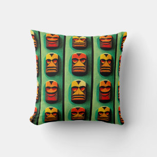 Tiki Buttons Throw Pillow