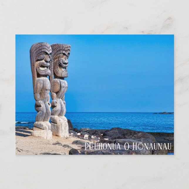 Tiki Couple avec lave noire, Carte postale (Devant)