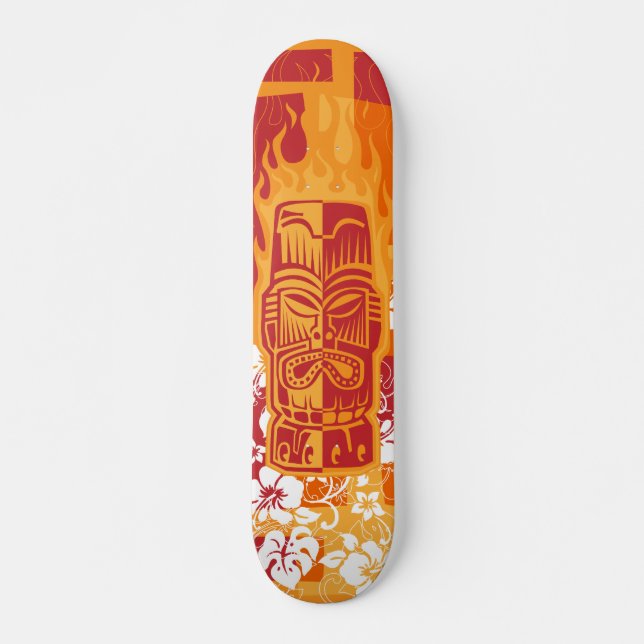 Tiki deck with flames skateboard (Front)