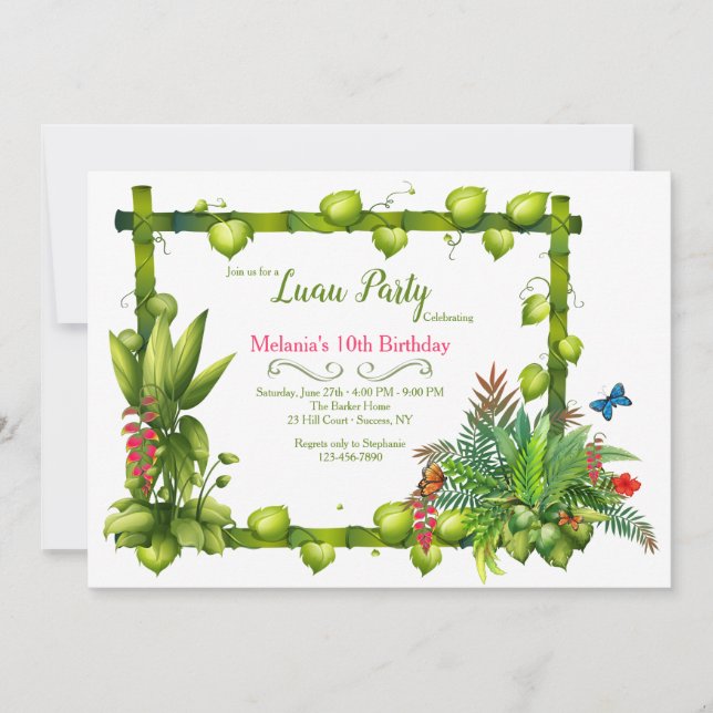 Tiki Frame Birthday Party Invitation (Front)