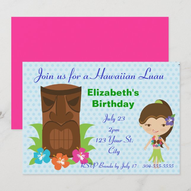 Tiki God Luau Party Invitation (Front/Back)