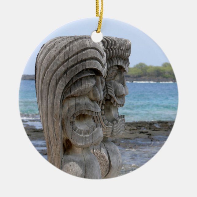 Tiki Guardians in Kona, Hawaii - Ornament (Front)