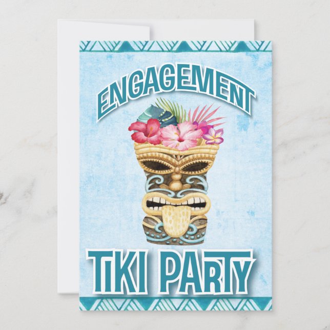 Tiki Hawaiian Luau Engagement  Invitation (Front)