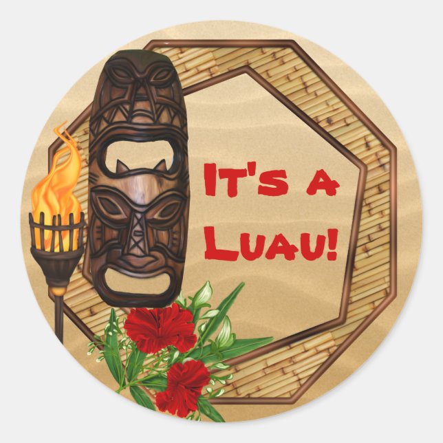 Tiki Hawaiian Luau Stickers (Front)